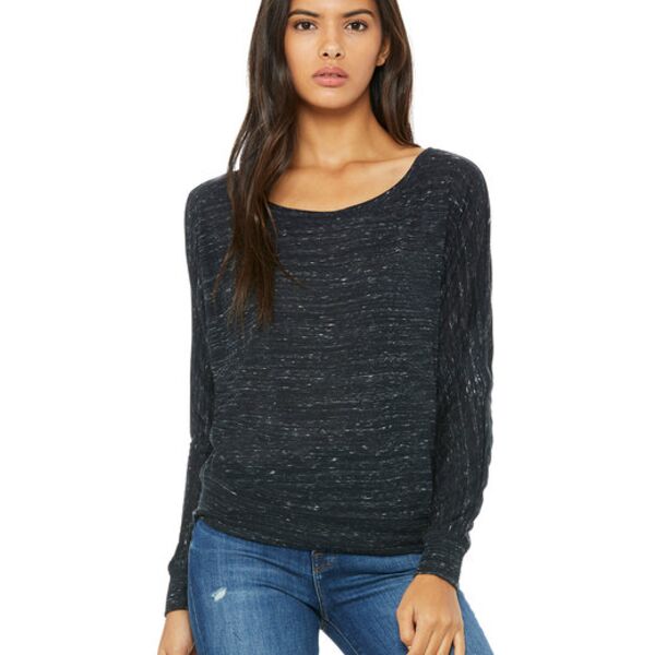 Ladies' Flowy Long-Sleeve Off Shoulder T-Shirt Thumbnail